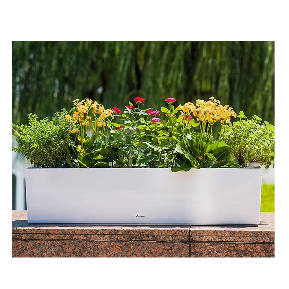 Leizisure Popular Plastic Flower Pot Planter Container Box Maceta Indoor Floor Rectangular Colorful Surface  Plants Pots