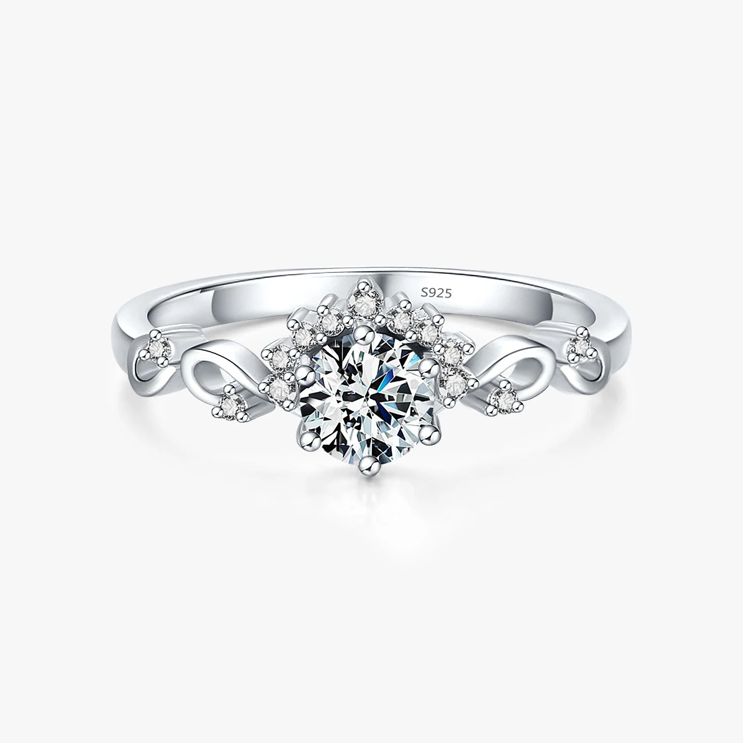 925 Sterling Silver Ring Statement Female Jewelry Sparkling Dazzling Crown Corolla Wedding Engagement Bands Rings for Women