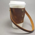 Wholesale Custom Logo Genuine Leather Coffee Cup Sleeve Holder Reusable Portable Drink Wrap Carrier