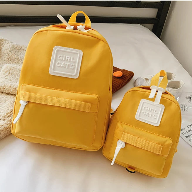 Lightweight Kindergarten Children's Schoolbag Primary School Backpack Kids Solid Color Bags With Anti-lost Traction Rope