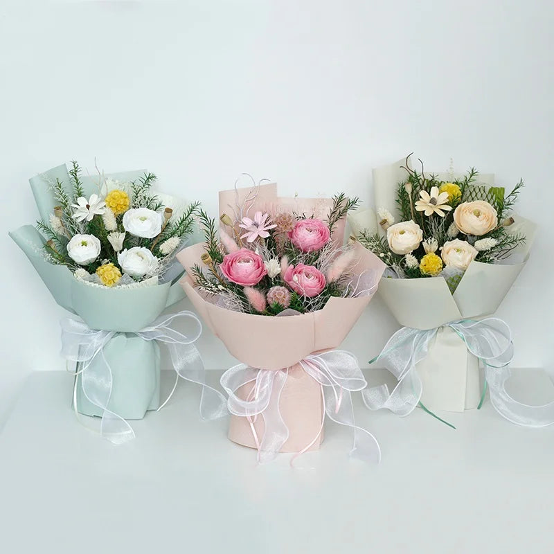 Lovebay Eternal Roses for Valentines Day Gifts Custom Made Flower Bouquet Natural Flower Bouquet Preserved Peony Roses Bouquet