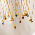 Wholesale Fashion 12 Horoscope Zodiac Necklace Stainless Steel Jewelry Birthstone Zodiac Sign Double Pendant Necklace for Women