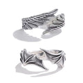 Tik Tok Fashion Hot Selling Retro Silver Adjustable  Exotic Rings Personality Angel Demon Wings Punk Ring for Lovers