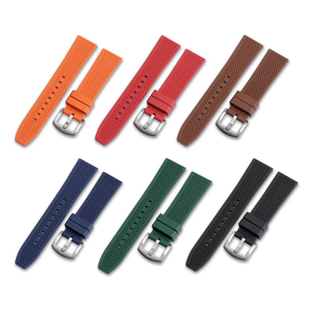 Quick Release Fluorine FKM Rubber Watch Strap for Smart Watch Series 8 45mm with Stainless Steel Watch Buckle
