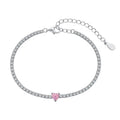 925 Sterling Silver 5mm Heart Shape Classic Adjustable Chain Bracelet Cubic Zirconia CZ Tennis Bracelet