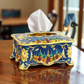 2025 Qian Hu Royal Castle Vintage Decorative Metal Square Tissue Box Big Capacity Paper Holder for Home Wedding Restaurant Decor