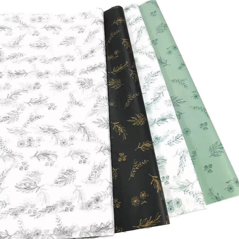 17g 49x74cm Eco Friendly Clothes Gift Packaging Wrapping Black & White Tissue Paper Sheet Silk Wax Paper for Clothes Packaging