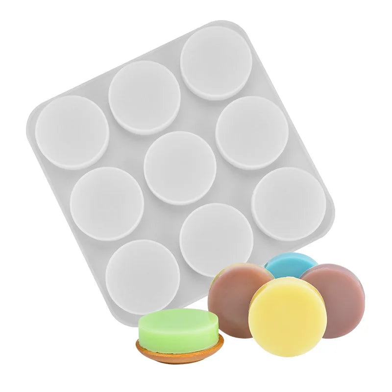 9-Cavity round Shape Silicone Soap Molds DIY Handmade Cake Tools MegaBDM