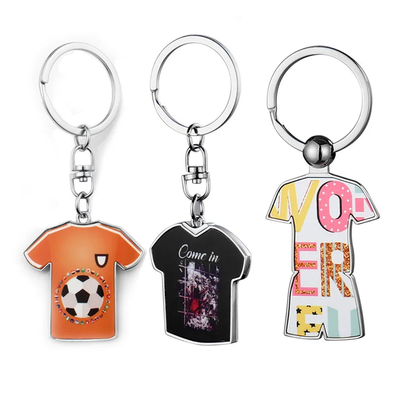 Home/Office Decoration Custom Logo Sublimation Blank T-shirt Shape Metal Keyrings