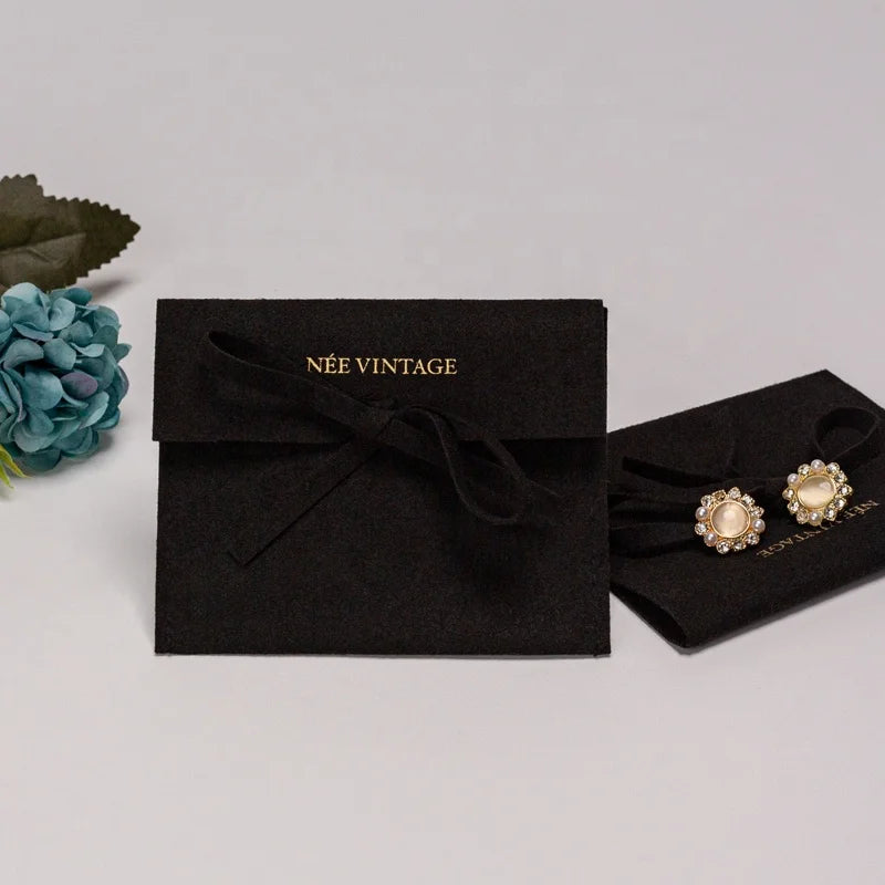 Wholesale Microfiber Jewelry Pouch Bag Handmade Microfiber Envelope Pouches Earrings Necklace Pouch With Logo
