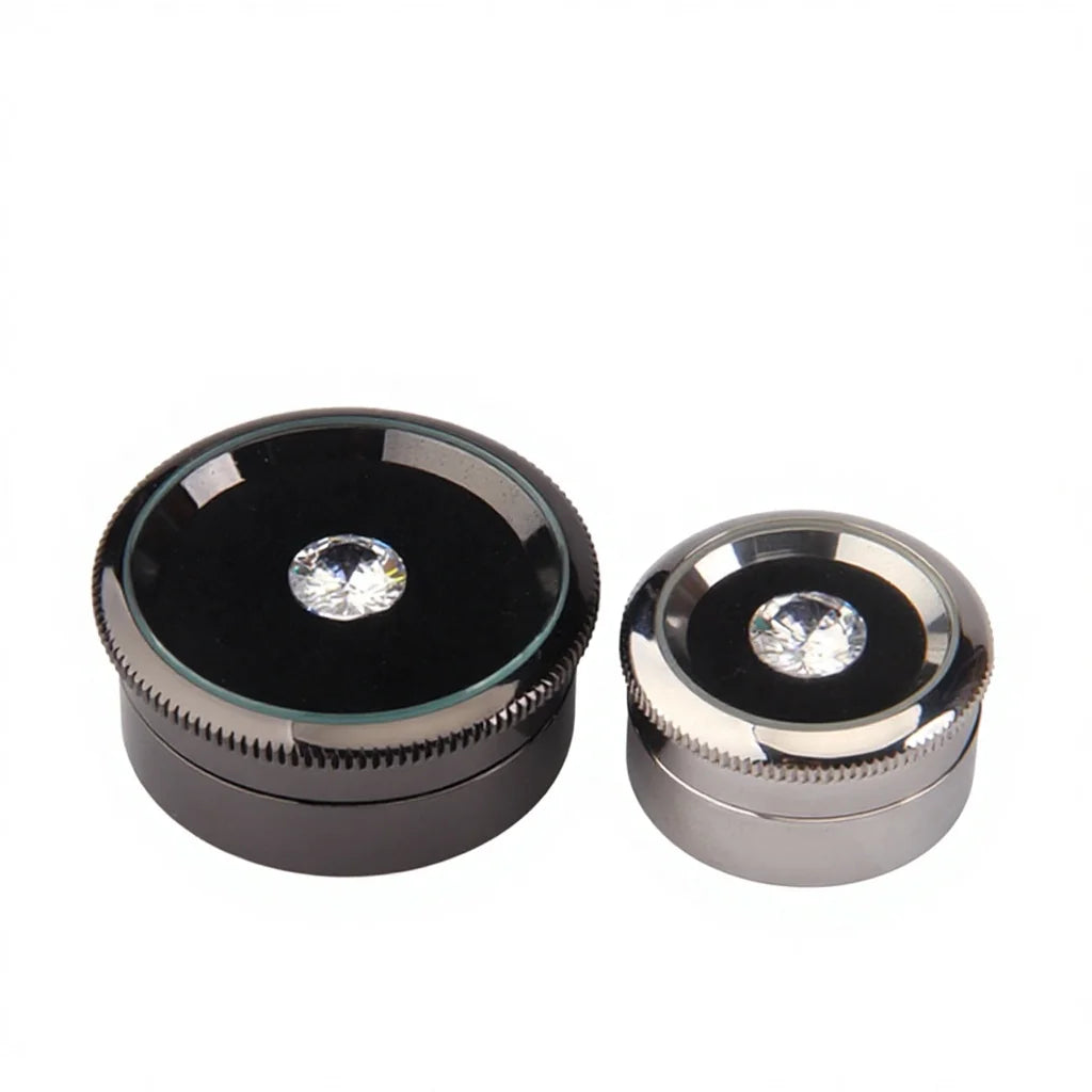 High Scale Small Metal Modern Diamond Box Black Silver Loose Gemstone Display for Jewelry Luxury Container 3.2x3.2x1.7cm