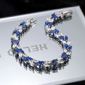 Luxury Wedding Bangle Charm Bracelet Women Iced Geometric Blue Clear Zirconia 18K Gold Plated Hand Chain Fashion Jewelry