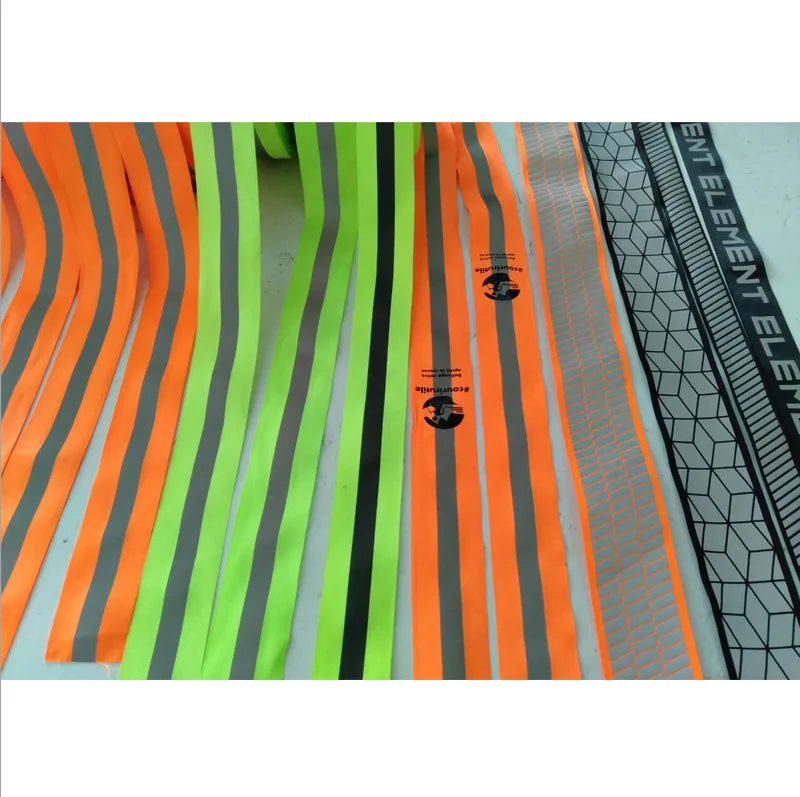 Hi Viz Custom logo Pattern Plain Webbing Band 3 Black Bright-light Reflective Picture Cloth Weaving Elastic Tape for Clothes