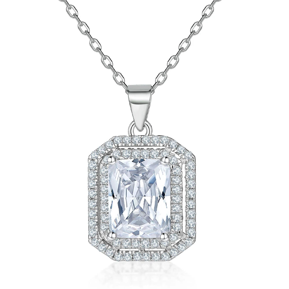 Wholesale Jewellery 925 Sterling Silver Rhodium Plated Paved CZ Diamond Necklace