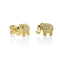 Fashion 925 Silver 18k Gold Animal Jewelry Diamond Mini Elephant Stud Earrings Set for Girls