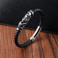 Men Wrist Jewelry Fashion Braided Bracelet Stainless Steel Charm Magnetic Buckle Black Men Handmade Leather Bracelet OT-154