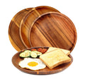 Wholesale Set of 4 Wooden Plates Dinner Plates Acacia Round Wood PlatesEasy Cleaning for Dishes Snack Christmas Gift