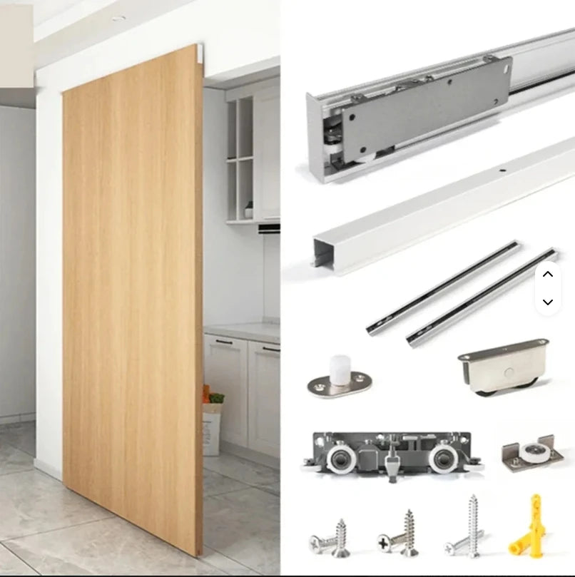 STG Modern Concealed Invisible Barn Door Hardware Durable Aluminum Alloy Sliding Door Hardware Kit for Home Hotel Apartment