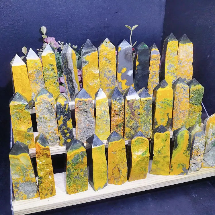 Hot Selling High Quality Spiritual Healing Stone Point Crystals Tower Bumblebees Jasper Point for Home Decoration