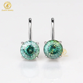 2 Carat Blue Green Portuguese Cut Moissanite Earrings 925 Sterling Silver Gold Clip-On Design Vintage for Weddings Parties