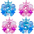 Custom Set of Happy Birthday Party Decorations Number and Crown Foil Balloons for Graduation Occasions