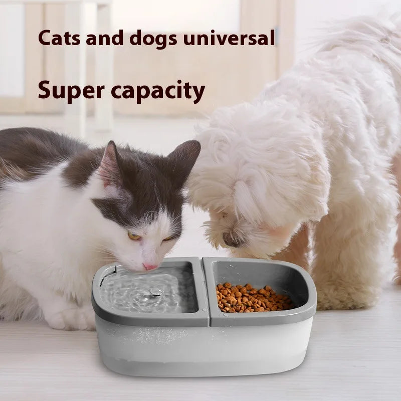 Two-in-One Automatic Pet Feeder Steel and Plastic Dog Cat Bowl for Cross-Border Family Use Direct From Factory for NGO Work