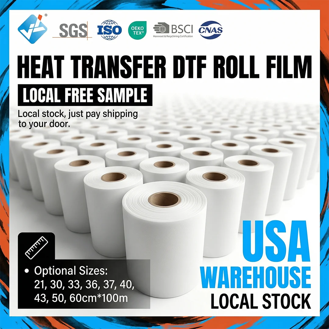 JINLONG 60cm DTF Film Roll Hot Peel Cold Peel DTF Transfers PET Film DTF Printer Digital Printing Film