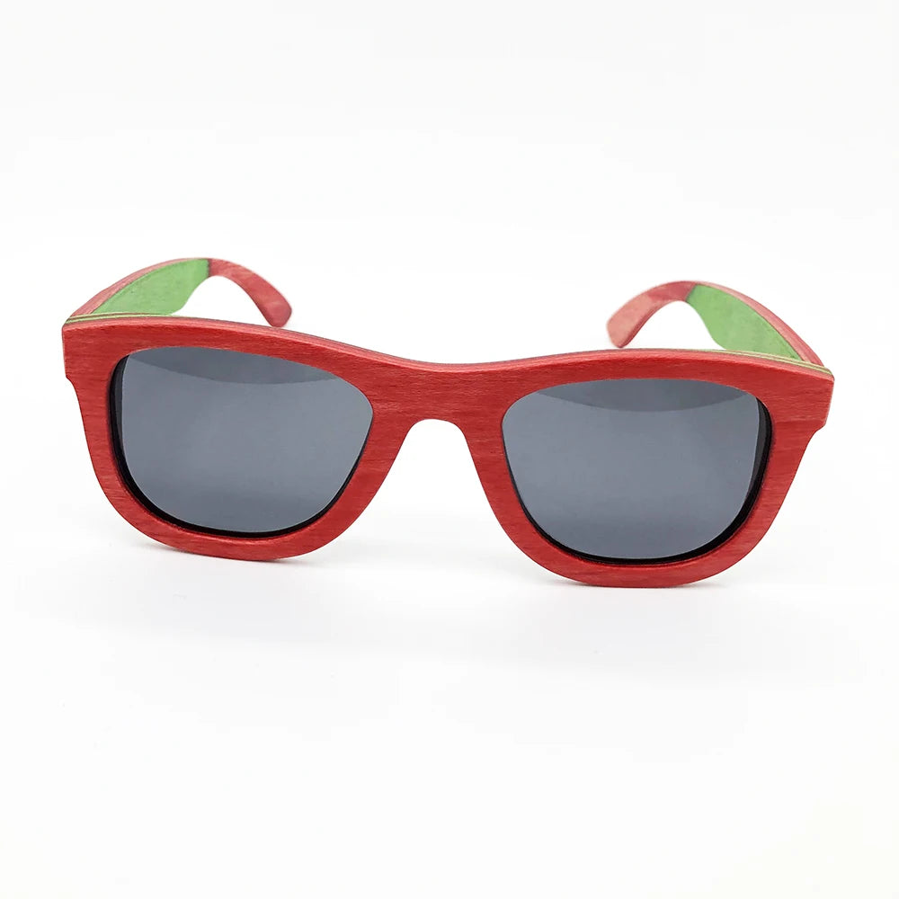 Custom Logo Unisex Anti UV400 Polarized TAC Lenses Skateboard 3-Layer Wooden Frame Sunglasses