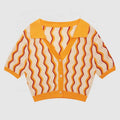 2023 New Design Custom Women's Knitwear V Neck Loose Solid Color Spring Summer T-Shirts Short Sleeve Knitted Cardigan Sweater