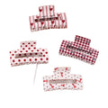 Wholesale Women's 8cm Hair Claw Clips White Red Bow Rectangle Acrylic Dots Valentines Red Heart Printing Metal Rhinestone Hair