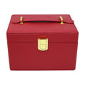 Factory Directly Sale Simple Red PU Leather Travel Jewelry Organizer Box with Buckle Closure Customizable Storage