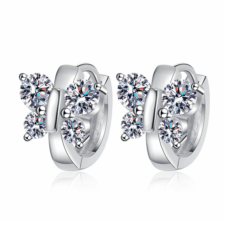 S925 Sterling Silver Moissanite Diamond Butterfly Earrings