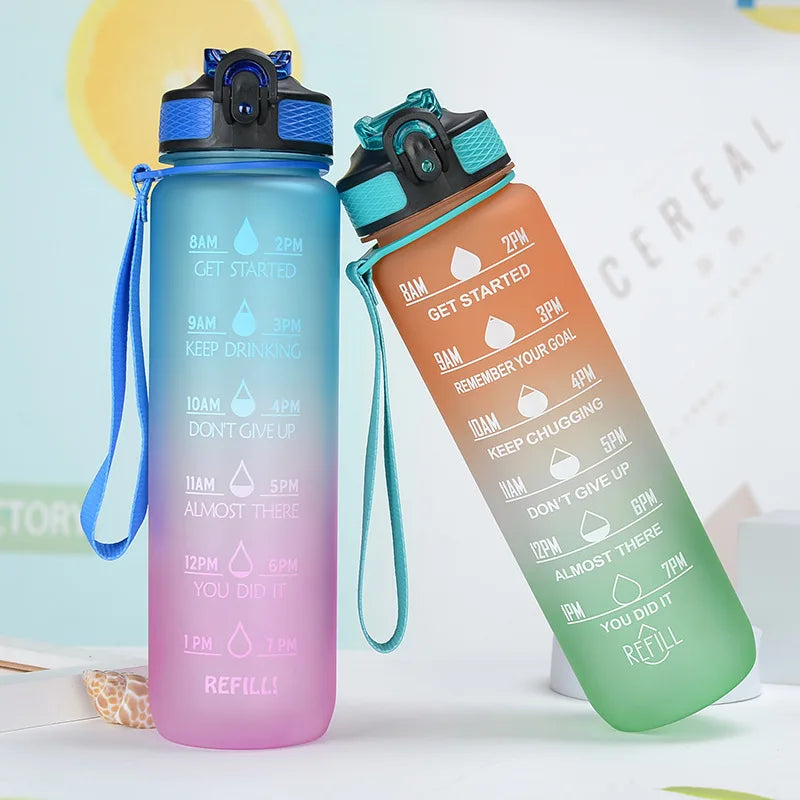 Wholesale Custom Logo 1000ml Wide Mouth Plastic Sports Water Bottles Promotional Outdoor 32oz Gradient Color GYM Water Bottle