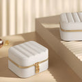 Promotional Jewelry Storage Box Luxury Square Portable Travel PU Leather Jewelry Box with Gold Zipper Close