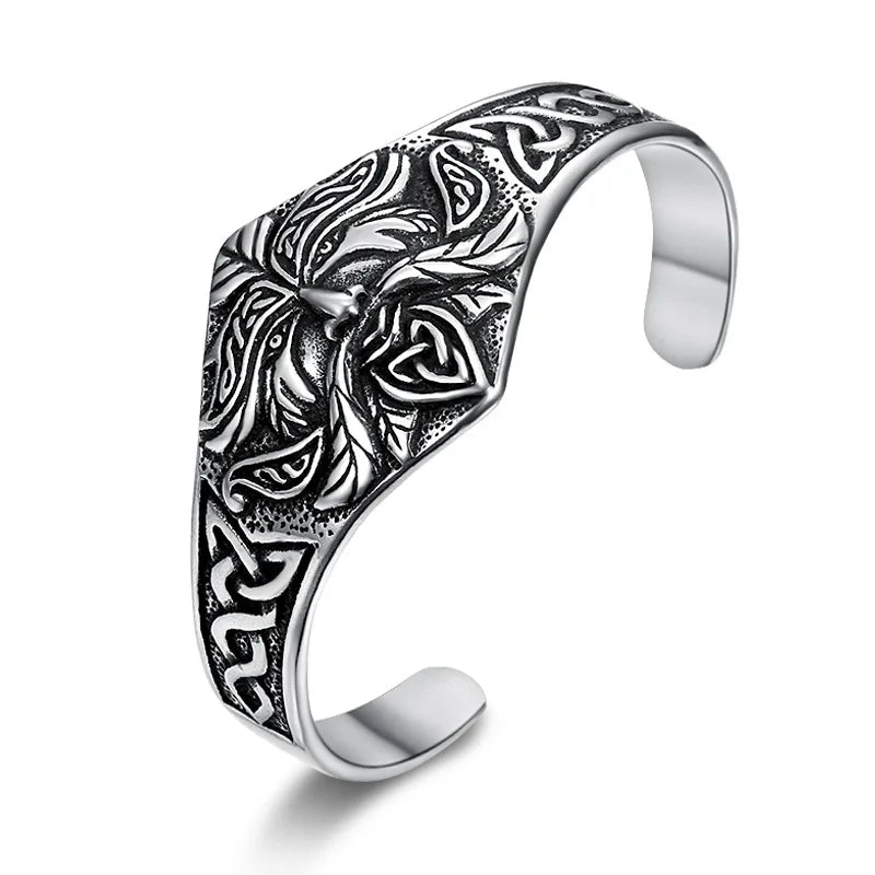 Custom 2025 New Jewelry Customized Retro Viking Solider Open Bangle Wristband Curved Stainless Steel Men's Bangles