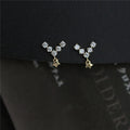 Korean Gold Plating Zirconia Stud Earrings Italian Women 925 Sterling Silver Earings