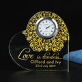 Custom Luxurious  Wedding Souvenirs Set Gifts for Guests Wedding Crystal Heart Clock Custom