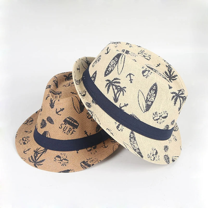 Custom All Over Printing Logo Hot Selling Women Men Hawaiian Resort Style Sun Summer Straw Hats for Beach Holiday