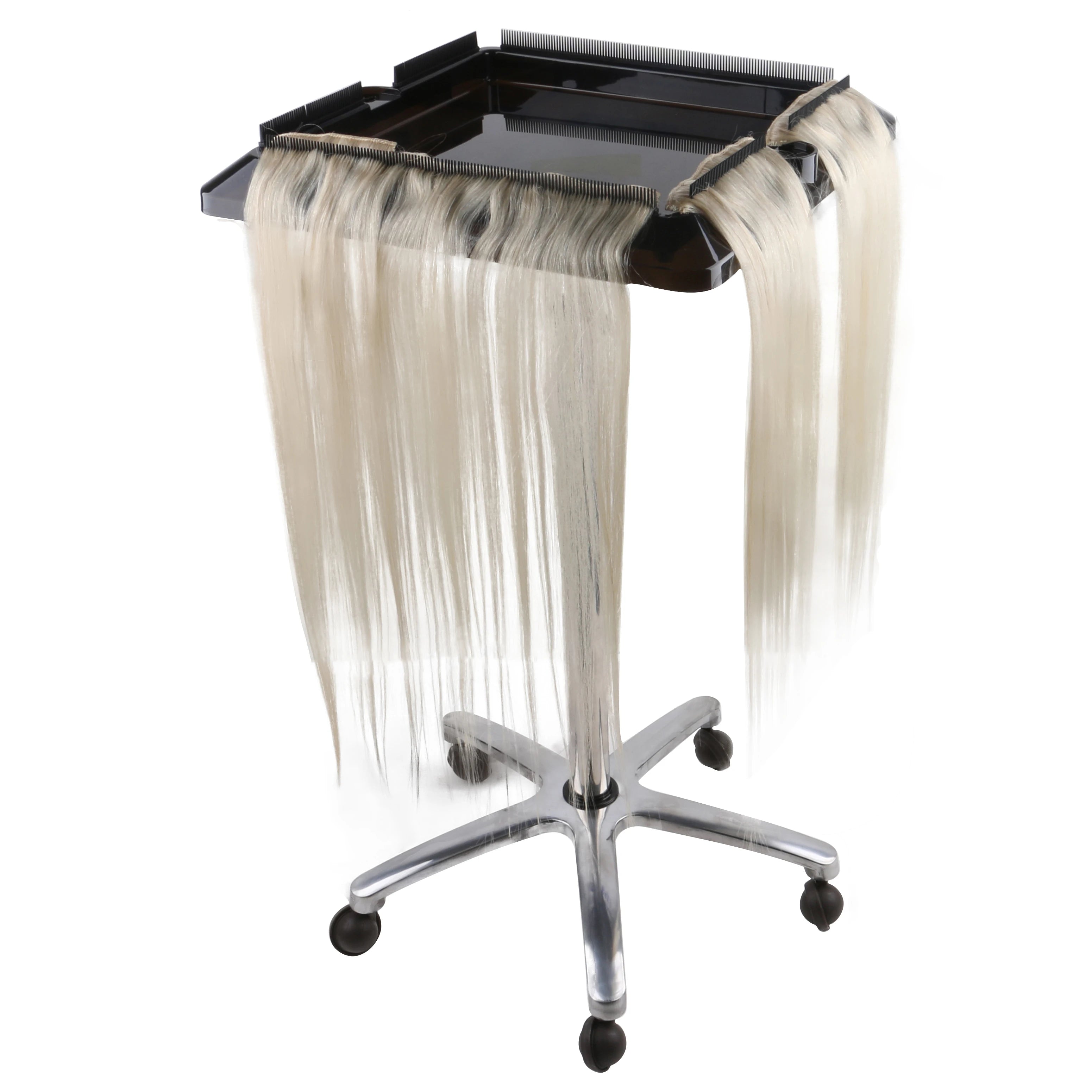 Hair Stylist Tools Smart Organizing Tray Movable Folding Stand Suit Case Holder Stainless Steel Salon Trolley