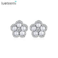 LUOTEEMI Zircon Cubic Zirconia Flower Wedding Jewelry Earing and Trendy Popular Woman Pearl Stud Earrings
