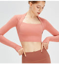 SHINBENE Women Dancing Shawl Top U Neck Widen Hem Long Sleeve Shirts Padded Workout Top With Thumb Hole