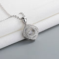S925 Sterling Silver Geometric Shape Necklace with Link Chain Wholesale Modern Jewelry Piece Adorned with Sparkling Zircon