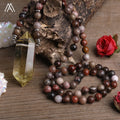 Petrified Wood Jasper Mala Beads Healing Yellow Crystal Citrine Quartz Double Point Pendant Necklaces