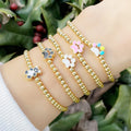 EuropeanAmerican Fresh Fashion Preppy Jewelry Cute Dog Paw Print Bracelet Simple 18K Gold Plated Beaded Bracelet for Women