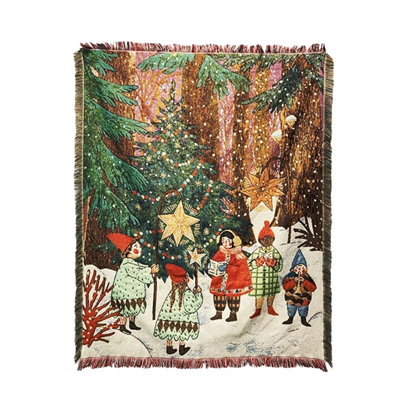 Custom Design Ang Logo Cotton and Polyester Outdoor Picnic Throw Jacquard Tapestry Woven Blanket