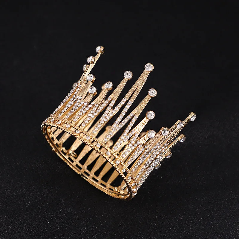 New Luxury Bride Round Mix Color Rhinestone Children's Princess Birthday Crown Hair Accessories Cake Decoration Custom Size