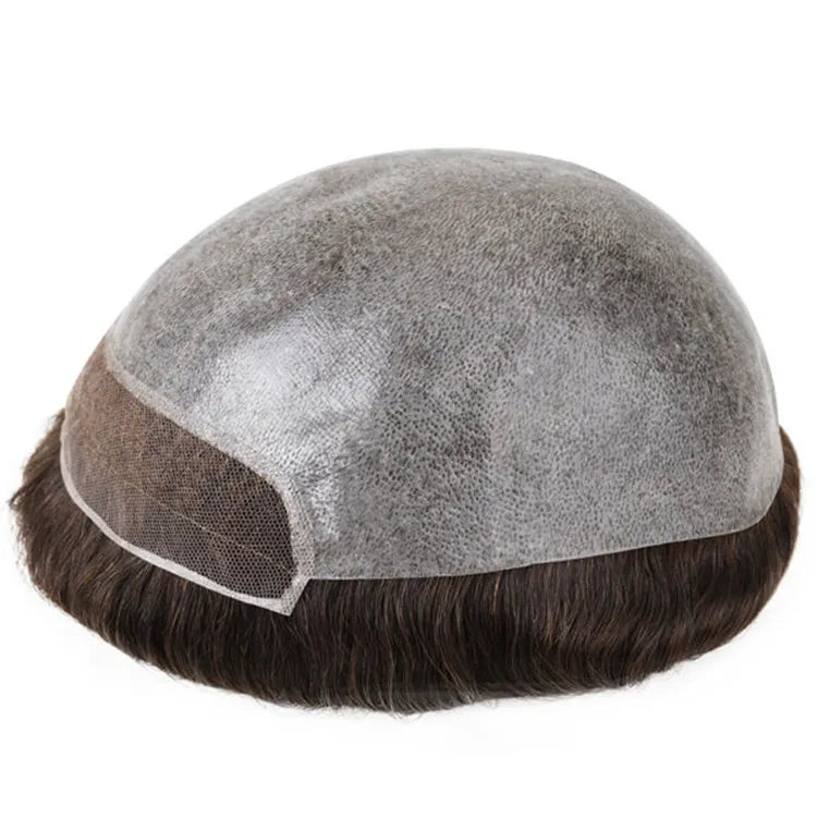 Natural Virgin Hair Lace Front Toupee for Men Breathable Wigs with Indian Hair Wave Style Model Number Swiss and Q6