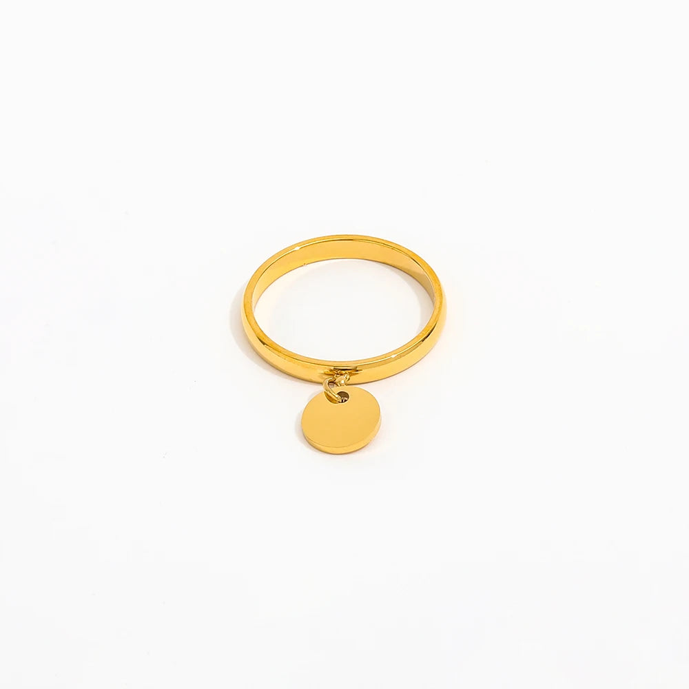 Joolim Jewelry 18K Gold Plated Statement Dot Pendant Stainless Steel Band Rings for Women