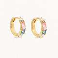 LOZRUNVE Sterling Silver 925 Jewellery Rainbow Multi Shape Crystal Hoop Fashion Earring