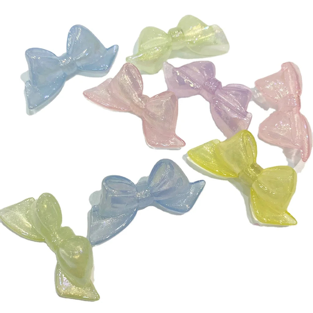 Fashion 21*42mm Big Bow-tie Beads Transparent  for Diy Hair Headwear Necklaces Bracelets Jewelry Making